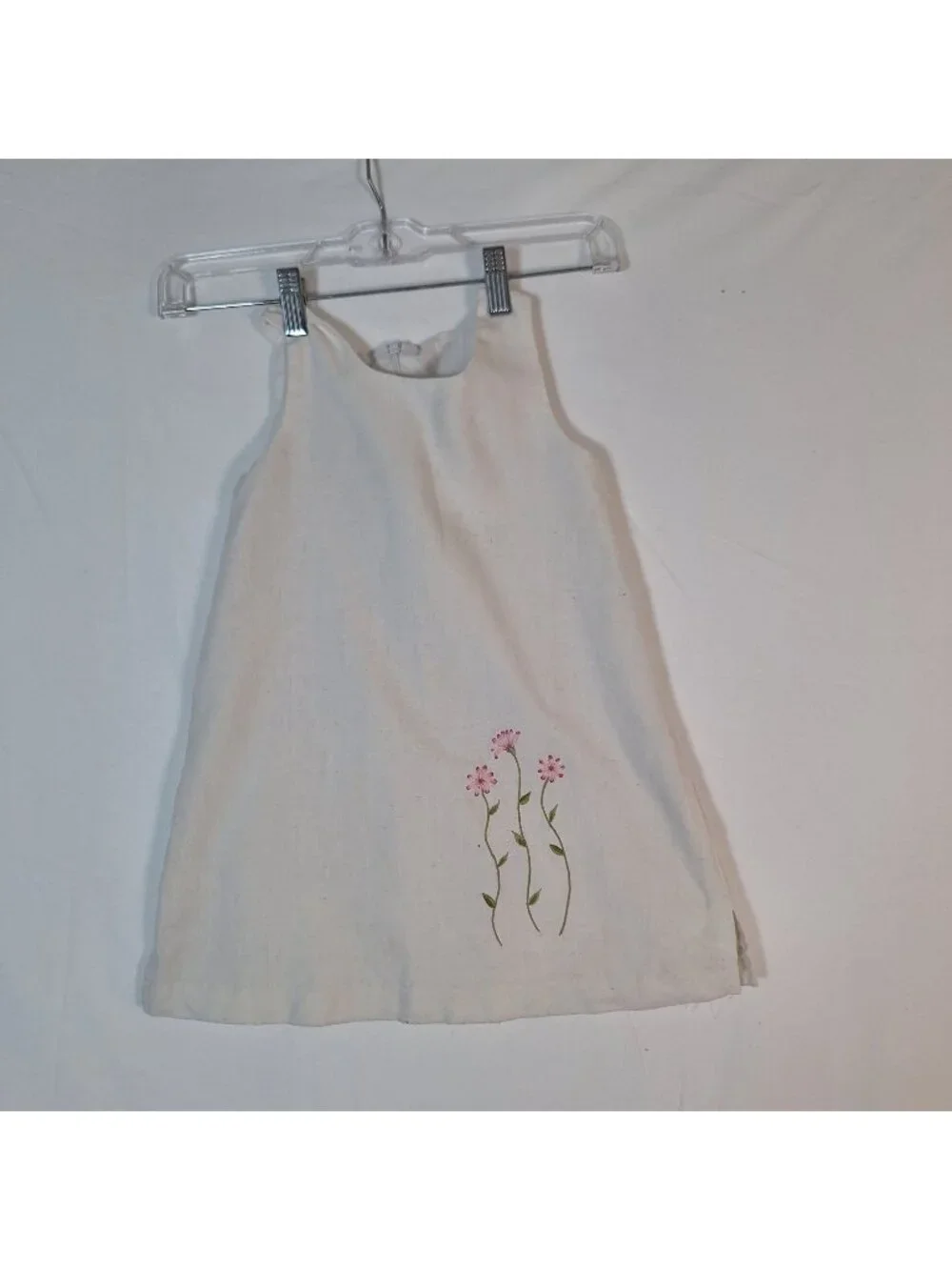 Vintage Kelly's Kids Linen Blend Floral Dress Cream size 4